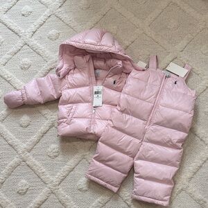 NWT- Ralph Lauren Light Pink Quilted Puffer Jacket with Matching Snow Overalls